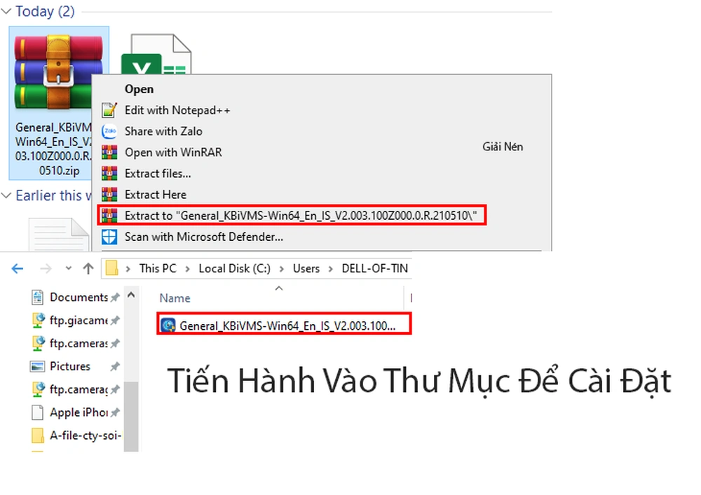 giải nén và cài đặt phần mềm