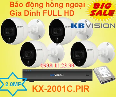 Lắp camera wifi giá rẻ KX-2001C.PIR ,camera báo động hồng ngoại , Bộ camera báo động hồng ngoại dùng Gia Đình FULL HD  , camera báo động , 2001C.PIR
