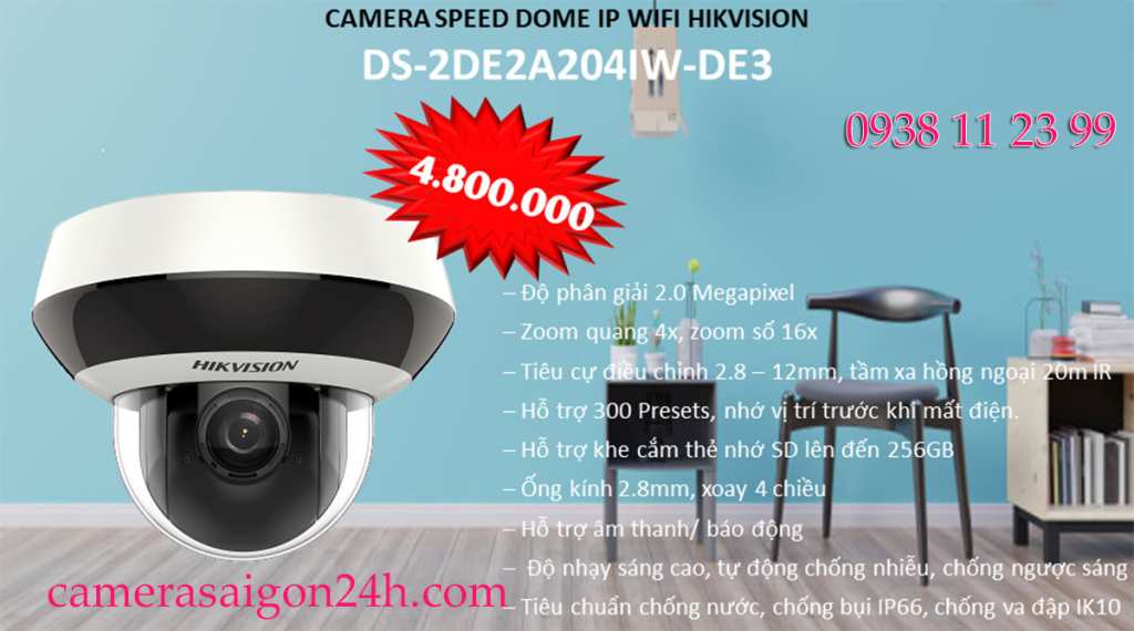 lắp camera hikvision wifi zoom xoay chuyên nghiệp DS-2DE2A204IW-DE3