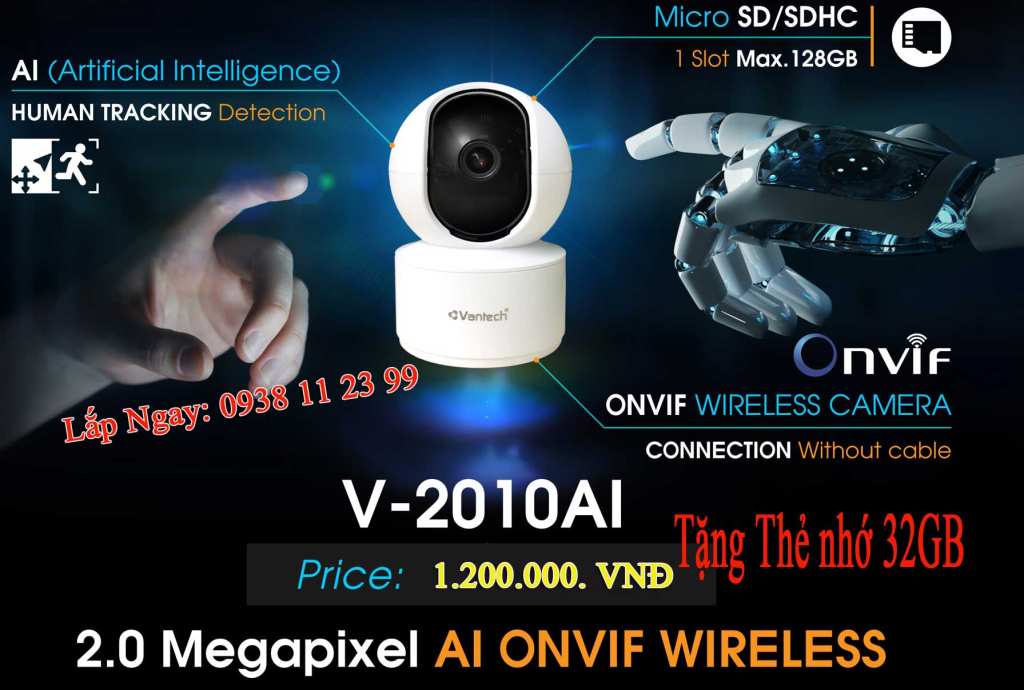 lắp camera wifi vantech chính hãng Al V2010Al thông minh