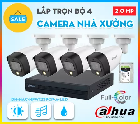 bộ 4 camera dahua nhà xưởng full color, camera dahua nhà xưởng giá rẻ, bộ 4 camera nhà xưởng, lắp đặt bộ camera nhà xưởng , bộ camera nhà xưởng full color