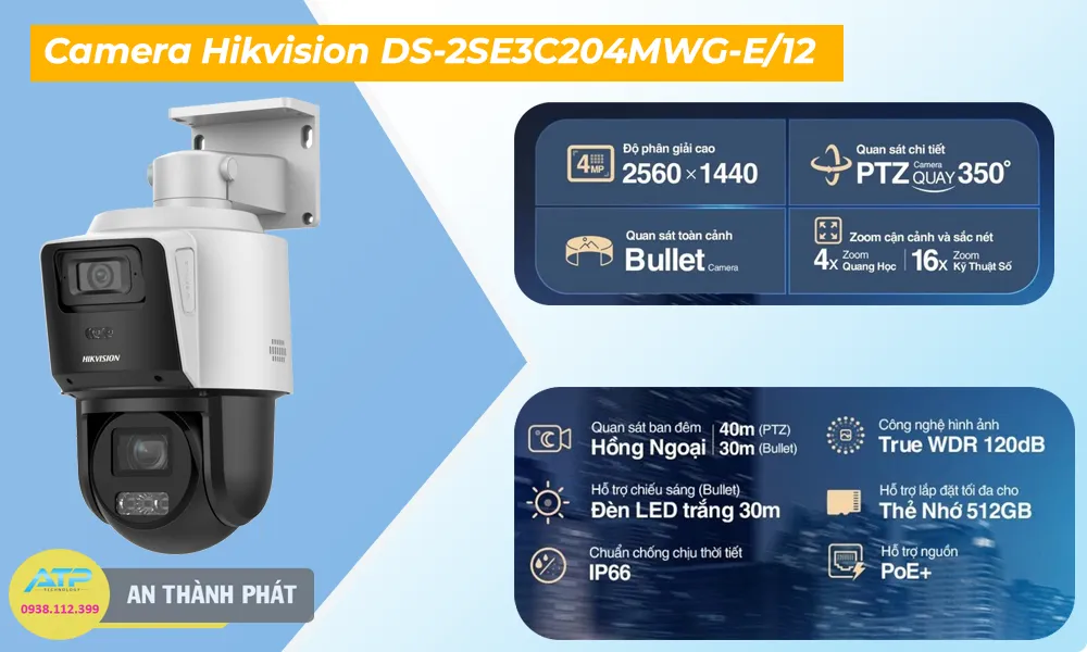 Camera Hikvision DS-2SE3C204MWG-E-12 mẫu camera mới nhất tích hợp nhiều tính năng hiện đại bà báo dộng tốt 