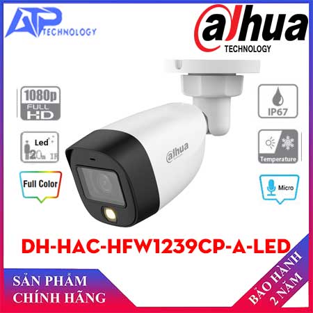 Camera HDCVI 2MP Full Color DAHUA DH-HAC-HFW1239CP-A-LED