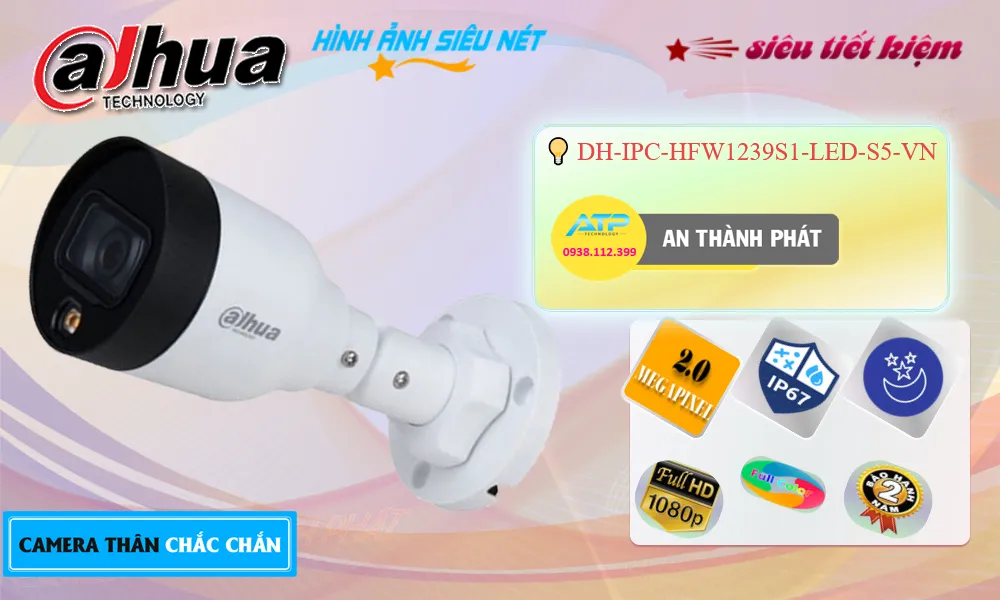 Camera Dahua <b>DH-IPC-HFW1239S1-LED-S5-VN</b>