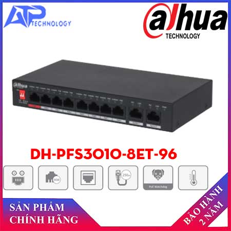 Switch PoE 8 port DAHUA DH-PFS3010-8ET-96