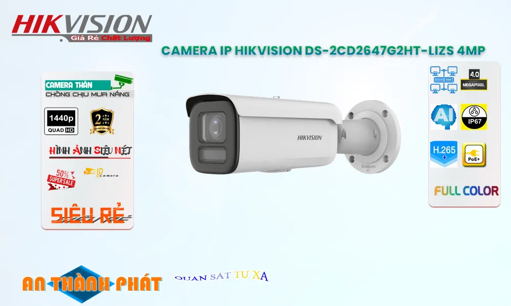 Camera IP PoE HIKVISION DS-2CD2647G2HT-LIZS 4MP