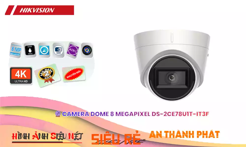 Camera Dome 8 Megapixel Hikvision DS-2CE78U1T-IT3F