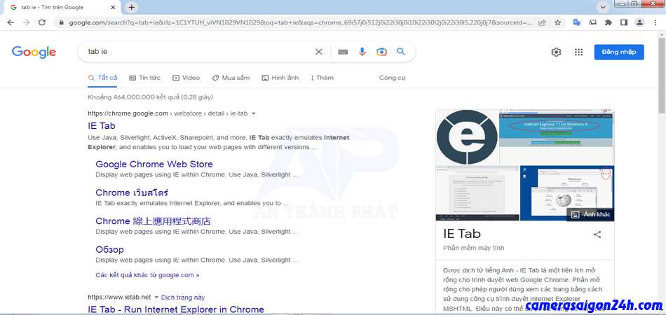tìm kiếm với từ khóa là " IE " Tab để tải về và cài đặt ứng dụng.