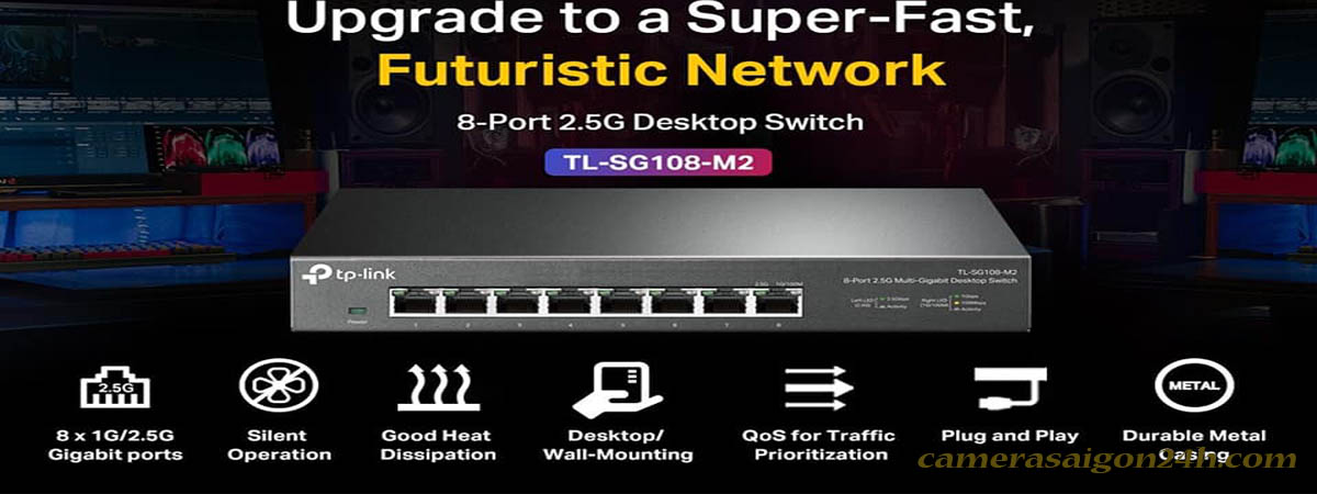 Switch TP-Link SG108-M2 mở rộng các cổng LAN 2,5Gbps