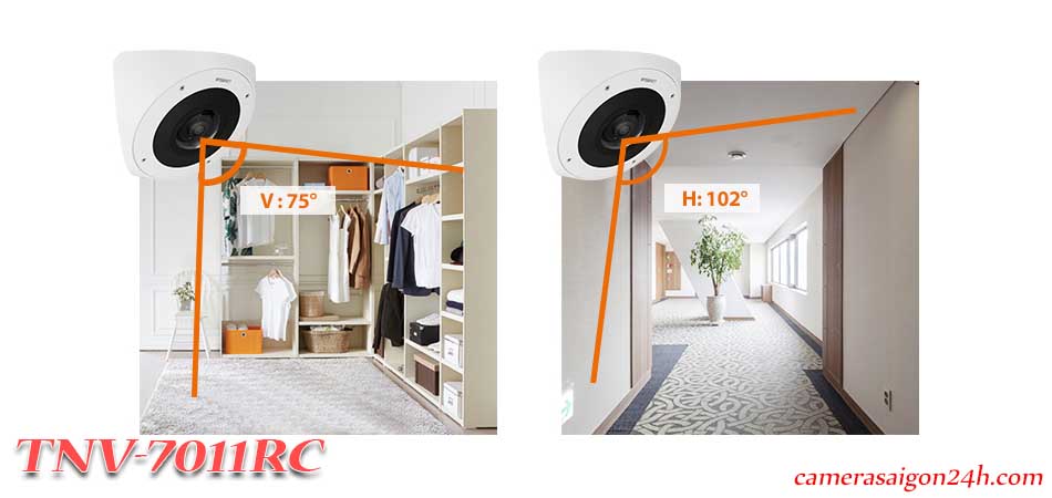TNV-7011RC là camera an ninh 3 Megapixel có thể được gắn trên tường và trần nhà góc 90º