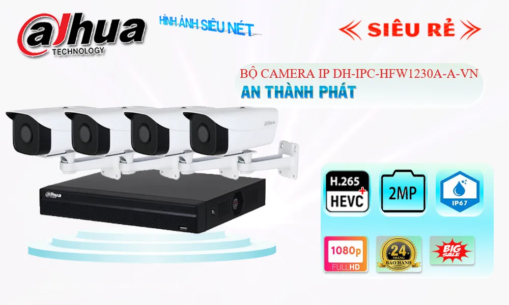 Bộ 4 camera IP Dahua giá rẻ DH-IPC-HFW1230A-A-VN