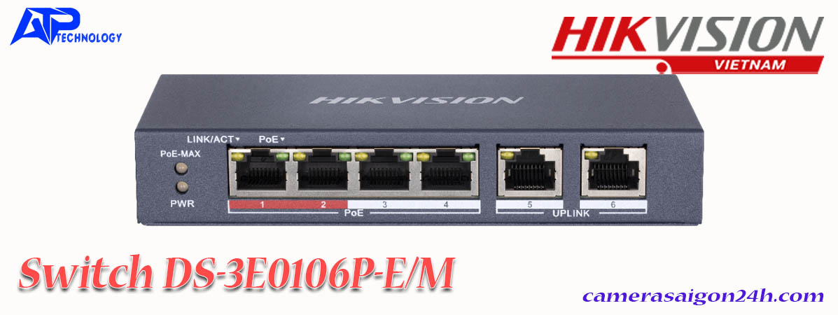 Switch PoE DS-3E0106P-E/M HIKVISION