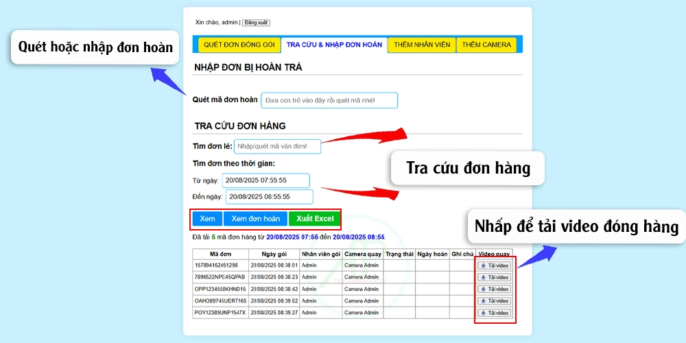 Lắp camera quản lý đóng gói hàng