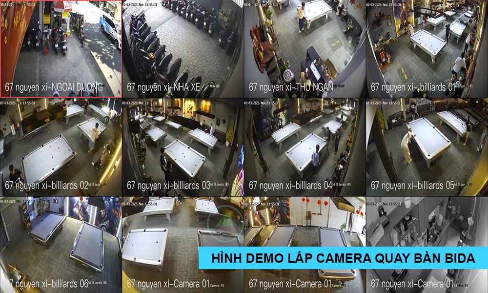Hình demo lắp camera quay bàn Bida