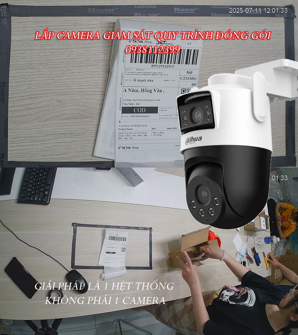 Lắp camera giám sát quy trình đóng gói mã đơn hàng shopee