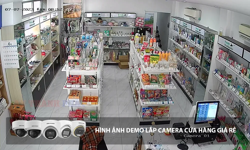 hình demo lắp camera  cửa hàng giá rẻ