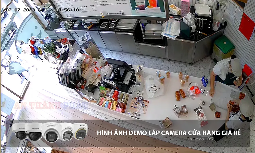 hình demo lắp camera  cửa hàng giá rẻ