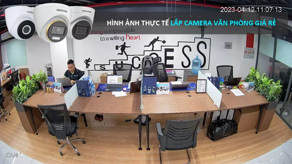 hình ảnh demo thực tế lắp camera văn phòng giá rẻ