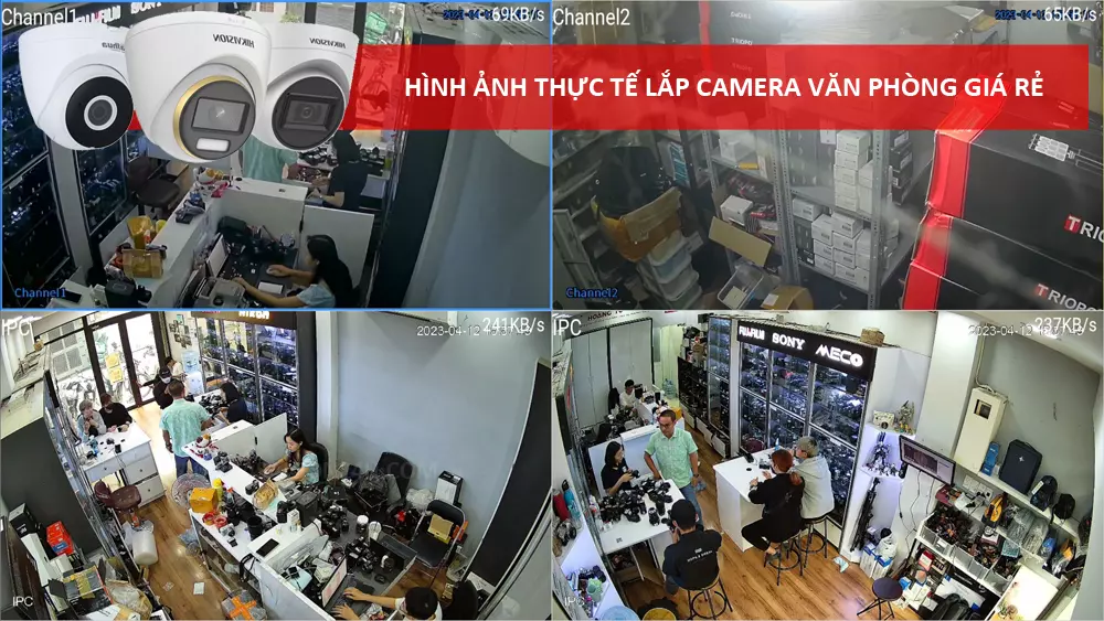 hình ảnh thực tế lắp camera văn phòng trọn bộ 4 camera Full Hd