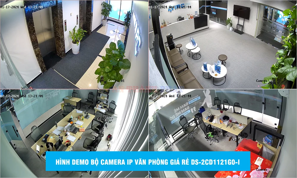 hình demo bộ camera IP hikvision văn phòng