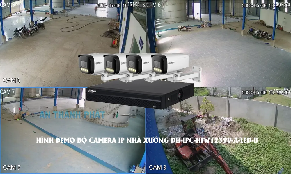 hình ảnh demo bộ camera ip dành cho nhà xưởng DH-IPC-HFW1239V-A-LED-B