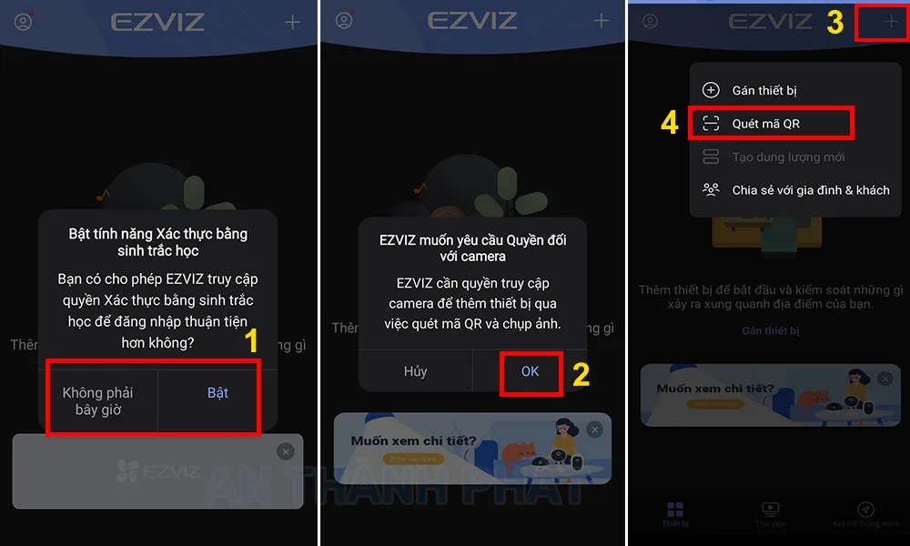 hướng dẫn cài đặt camera Ezviz tren điện thoại