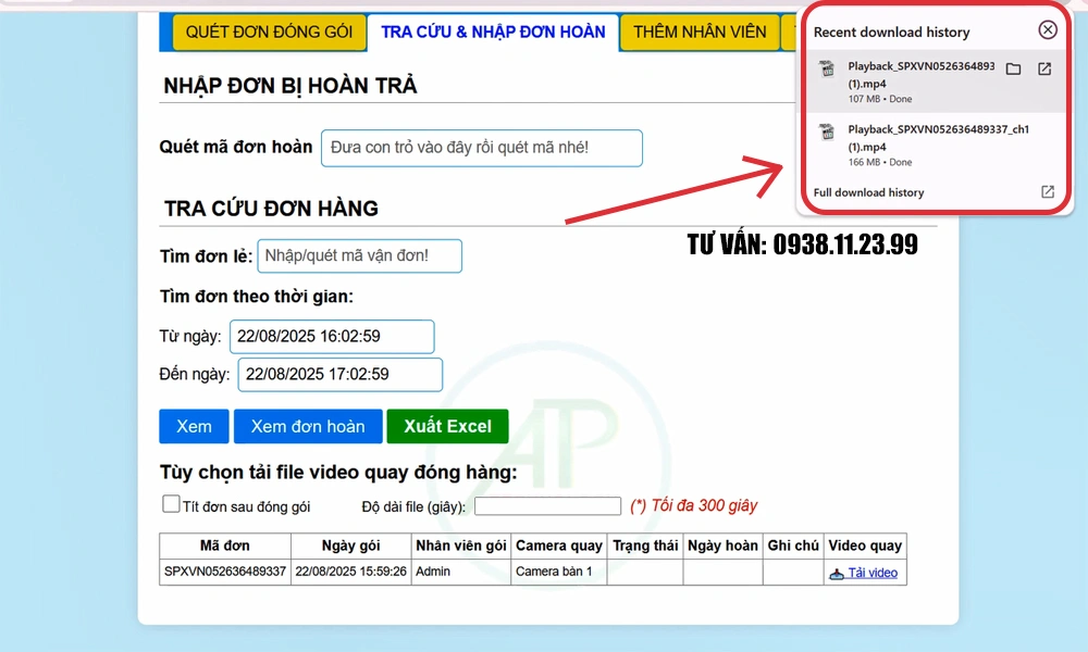 hướng dẫn sử dụng phần mềm quay video đóng hàng