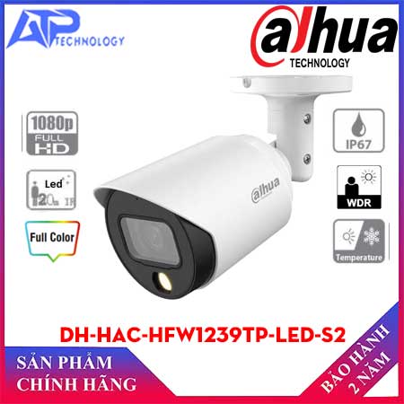 Camera HDCVI 2MP Full Color DAHUA DH-HAC-HFW1239TP-LED-S2