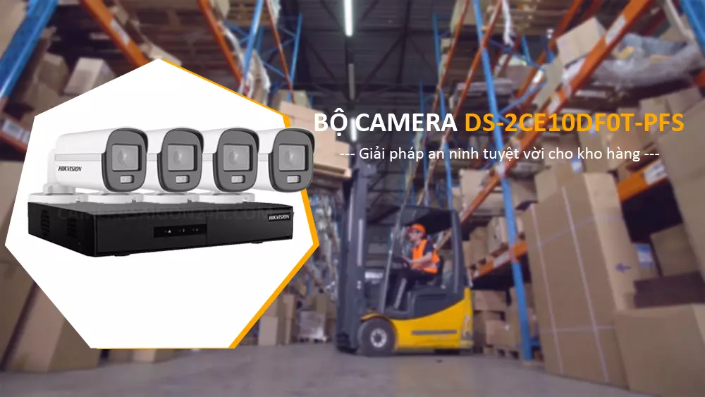 Lắp bộ camera quan sát kho hàng giá rẻ DS-2CE10DF0T-PFS