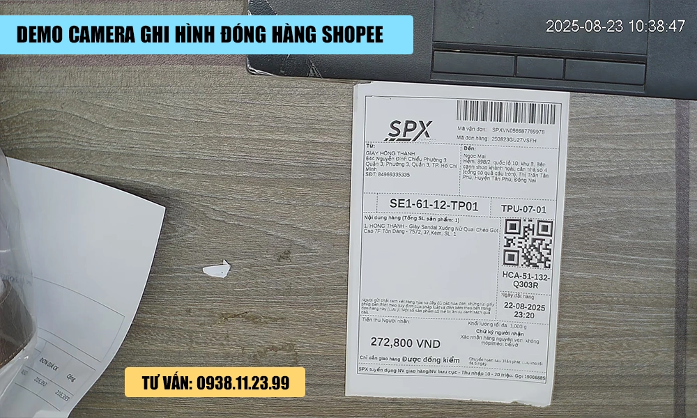 Lắp camera quay video đóng hàng Shopee