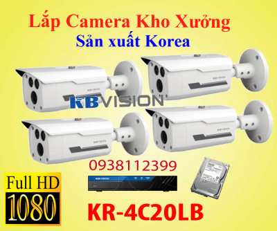 Camera Chuyên Dụng Cho Nhà Xưởng Made in Korea, KBVISION KR-4C20LB, bộ camera chất lượng cho nhà xưởng, camera nhà xưởng nhập khẩu,lắp camera cho nhà xưởng