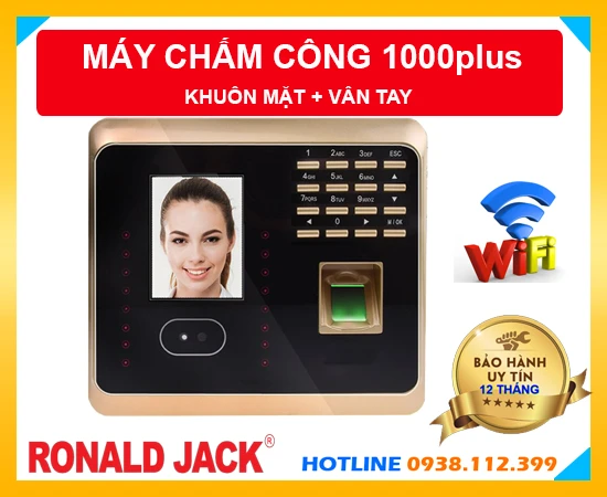 RONALD JACK 1000plus, Máy Chấm Công RONALD JACK 1000plus (Wifi), máy chấm công RONALD JACK 1000plus, lắp đặt máy chấm công 1000plus, máy chấm công vân tay 1000plus giá rẻ, mua máy chấm công 1000plus chính hãng,