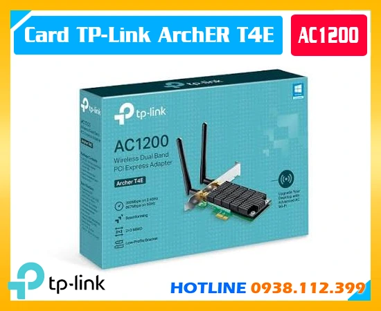 TP-Link Archer T4E, Archer T4E, Card mạng WiFi TP-Link Archer T4E, Card WiFi PCIe AC1200 Archer T4E, Bộ chuyển đổi WiFi Archer T4E, Card mạng PCIe TP-Link T4E, Card WiFi AC1200 T4E, Card WiFi băng tần kép Archer T4E