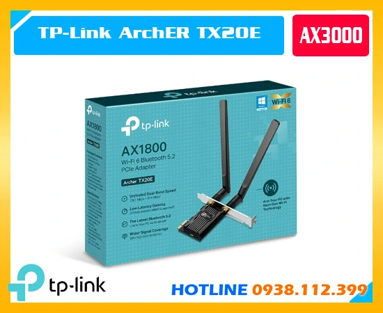 TP-Link Archer TX20E, Archer TX20E, Card WiFi 6 Archer TX20E, Card mạng TP-Link TX20E, Card WiFi PCIe AX1800 TX20E, Card Bluetooth 5.2 Archer TX20E, Card mạng WiFi 6 PCIe TX20E, Card WiFi TP-Link Archer TX20E