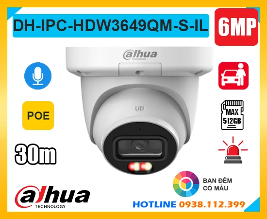 DH-IPC-HDW3649QM-S-IL Camera Ghi Âm (6MP), camera quan sát DH-IPC-HDW3649QM-S-IL, lắp camera DH-IPC-HDW3649QM-S-IL giá rẻ, lắp đặt camera DH-IPC-HDW3649QM-S-IL, camera giám sát DH-IPC-HDW3649QM-S-IL, camera ghi âm DH-IPC-HDW3649QM-S-IL, camera dahua DH-IPC-HDW3649QM-S-IL,