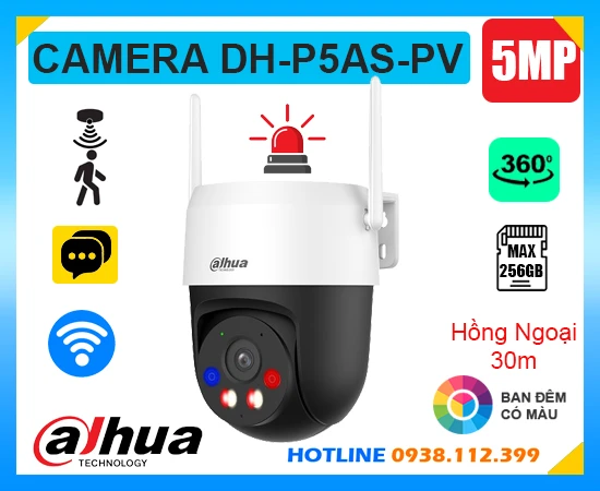Camera Không Dây Quay Quét DH-P5AS-PV (5MP), Camera Không Dây DH-P5AS-PV, lắp đặt camera DH-P5AS-PV, lắp camera DH-P5AS-PV, camera quan sát DH-P5AS-PV, camera dahua DH-P5AS-PV, camera quay xoay dahua DH-P5AS-PV,