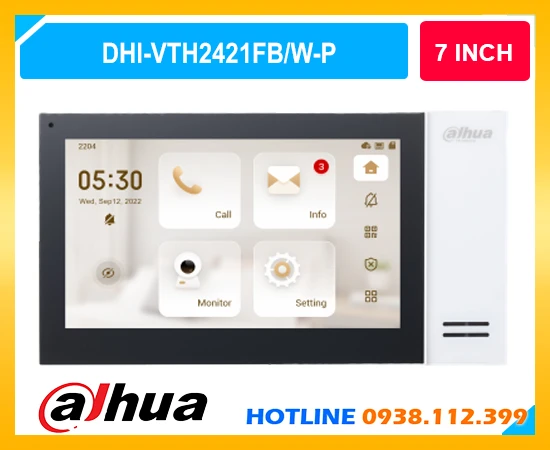 màn hình chuông cửa Dahua, DAHUA DHI-VTH2421FB/W-P, màn hình chuông cửa 7 inch, màn hình đàm thoại Dahua, chuông cửa màn hình cảm ứng