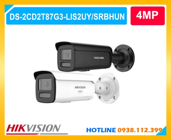Camera DS-2CD2T87G3-LIS2UY/SRBHUN, Hikvision DS-2CD2T87G3-LIS2UY/SRBHUN, Camera ColorVu 8MP, Camera HikAI-ISP, Camera đèn kép Hikvision, Camera IP ngoài trời IP67, Camera nhận diện người và xe, Camera báo động còi đèn