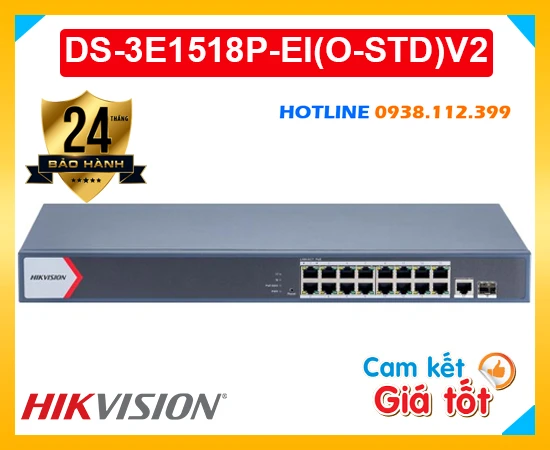 Switch PoE 16 Port Hikvision DS-3E1518P-EI(O-STD)V2, Hikvision DS-3E1518P-EI(O-STD)V2, switch chia Hikvision DS-3E1518P-EI(O-STD)V2, switch Hikvision DS-3E1518P-EI(O-STD)V2 giá rẻ, DS-3E1518P-EI(O-STD)V2, lắp đặt switch DS-3E1518P-EI(O-STD)V2,