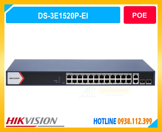 switch poe hikvision ds-3e1520p-ei, switch poe 16 cổng gigabit, switch hikvision 230w, smart poe switch hikvision, switch camera ip hikvision