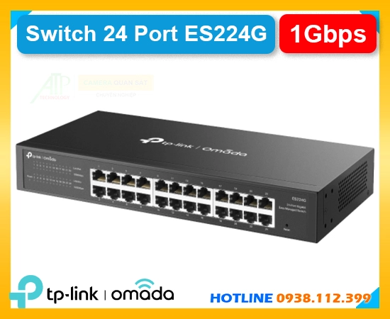 Switch Omada Gigabit ES224G 24, Bộ chia mạng ES224G TP-Link, Switch ES224G 24 cổng Gigabit, Omada ES224G chống sét 4kV, TP-Link ES224G quản lý VLAN, ES224G, bộ chia mạng ES224G, swicth giá rẻ, switch chính hãng 
