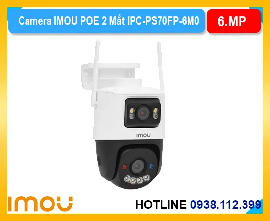 camera imou IPC-PS70FP-6M0, camera imou PoE Cruiser Dual 6MP, camera imou full màu ban đêm, camera imou tích hợp mic loa, camera imou 2 mắt, camera imou có đèn cảnh báo, camera imou hỗ trợ thẻ nhớ 512GB