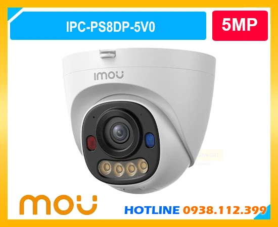 camera IMOU IPC-PS8DP-5V0, camera IP Dome 5MP, camera full color IMOU, camera PoE ngoài trời, camera AI phát hiện người xe