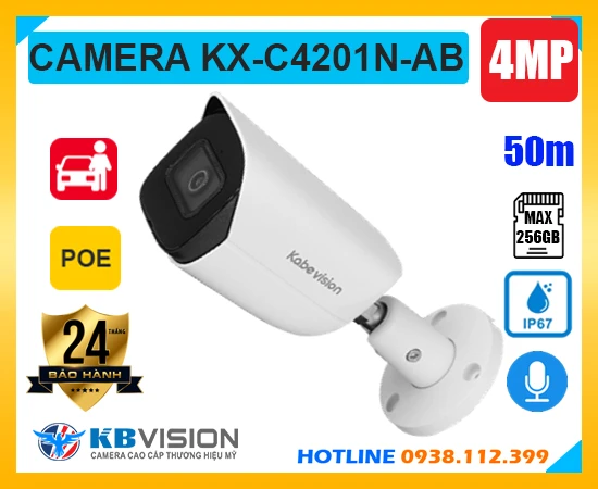 Camera KBVISION KX-C4201N-AB (4MP), camera quan sát KX-C4201N-AB, KBVISION KX-C4201N-AB, lắp đặt camera KBVISION KX-C4201N-AB, lắp camera KX-C4201N-AB giá rẻ, camera ghi âm KX-C4201N-AB, camera chính hãng KBVISION KX-C4201N-AB, camera ngoài trời KX-C4201N-AB,