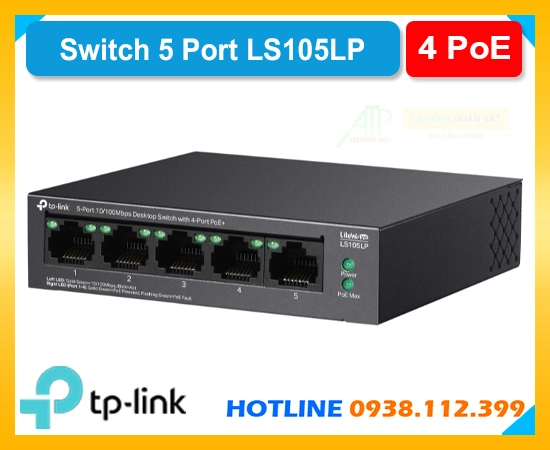 Switch PoE LS105LP, Bộ chuyển LS105LP, Switch bàn LS105LP, Chuyển mạch LS105LP, Switch 5 cổng LS105LP, Switch PoE+ LS105LP, Switch TP-Link LS105LP.