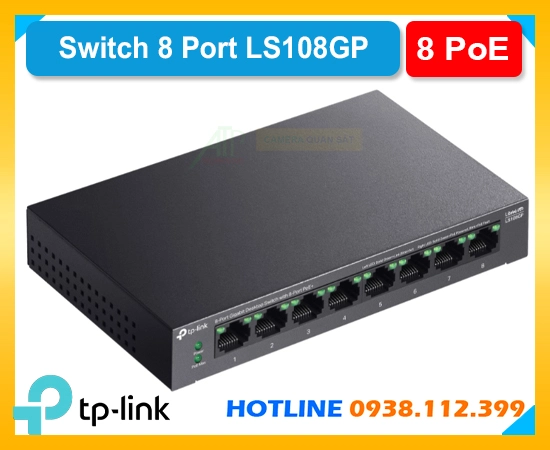 switch PoE TP-Link LS108GP, TP-Link LS108GP 8 cổng, LS108GP PoE 62W gigabit, switch LS108GP không quạt, TP-Link LS108GP chế độ mở rộng, switch LS108GP tốc độ cao, LS108GP cấp nguồn 30W, switch giá rẻ, switch chính hãng 