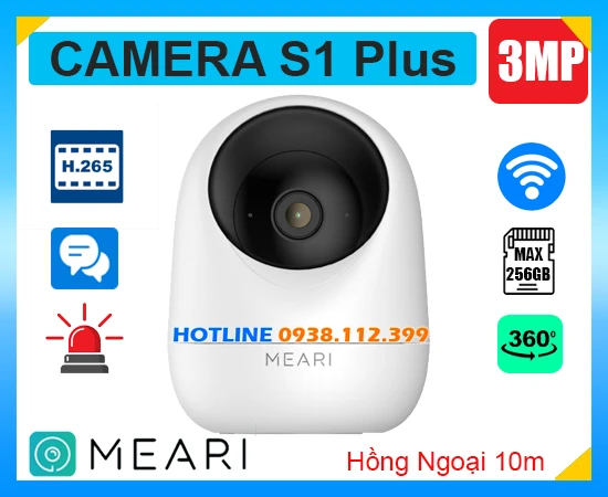 Camera Wifi Meari S1 Plus (3MP), Meari S1 Plus, S1 Plus, camera quan sát S1 Plus, lắp đặt camera Meari S1 Plus, camera IP Wifi không dây Meari S1 Plus, camera Meari S1 Plus chính hãng, lắp đặt camera Meari S1 Plus giá rẻ,