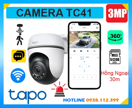 Camera Quay Xoay Không Dây Tapo TC41 (3MP), lắp camera Tapo TC41 giá rẻ, camera không dây Tapo TC41, camera quan sát Tapo TC41, Tapo TC41, TC41, camera ngoài trời Tapo TC41, lắp đặt camera Tapo TC41, camera Tapo TC41 chính hãng, mua camera Tapo TC41 giá rẻ,