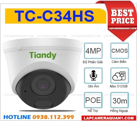 Camera Ghi Âm TIANDY TC-C34HS (4MP), camera quan sát TIANDY TC-C34HS, TIANDY TC-C34HS, TC-C34HS, camera giám sát TIANDY TC-C34HS, camera chính hãng TIANDY TC-C34HS, lắp đặt camera TIANDY TC-C34HS, lắp camera TIANDY TC-C34HS giá rẻ, camera TIANDY TC-C34HS giá rẻ,