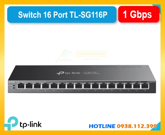 Bộ chia TL-SG116P gigabit, Switch PoE TL-SG116P 16, TL-SG116P cấp nguồn PoE, TL-SG116P tốc độ gigabit, Bộ mạng TL-SG116P 16, TL-SG116P truyền xa 250m, TL-SG116P 120W công suất